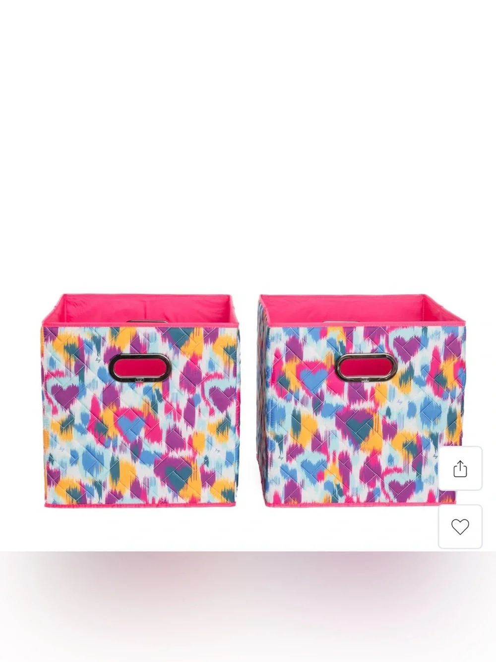 Lug Cargo 2pc Collapsible Bins NWT Heart Ikat Multi